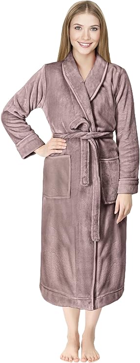Women's Fleece Shawl, Collar Bathrobe Plush, Long Robe