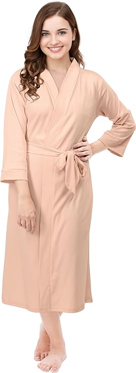 Women's Knit Robe Lightweight Kimono Robe Long Bathrobe